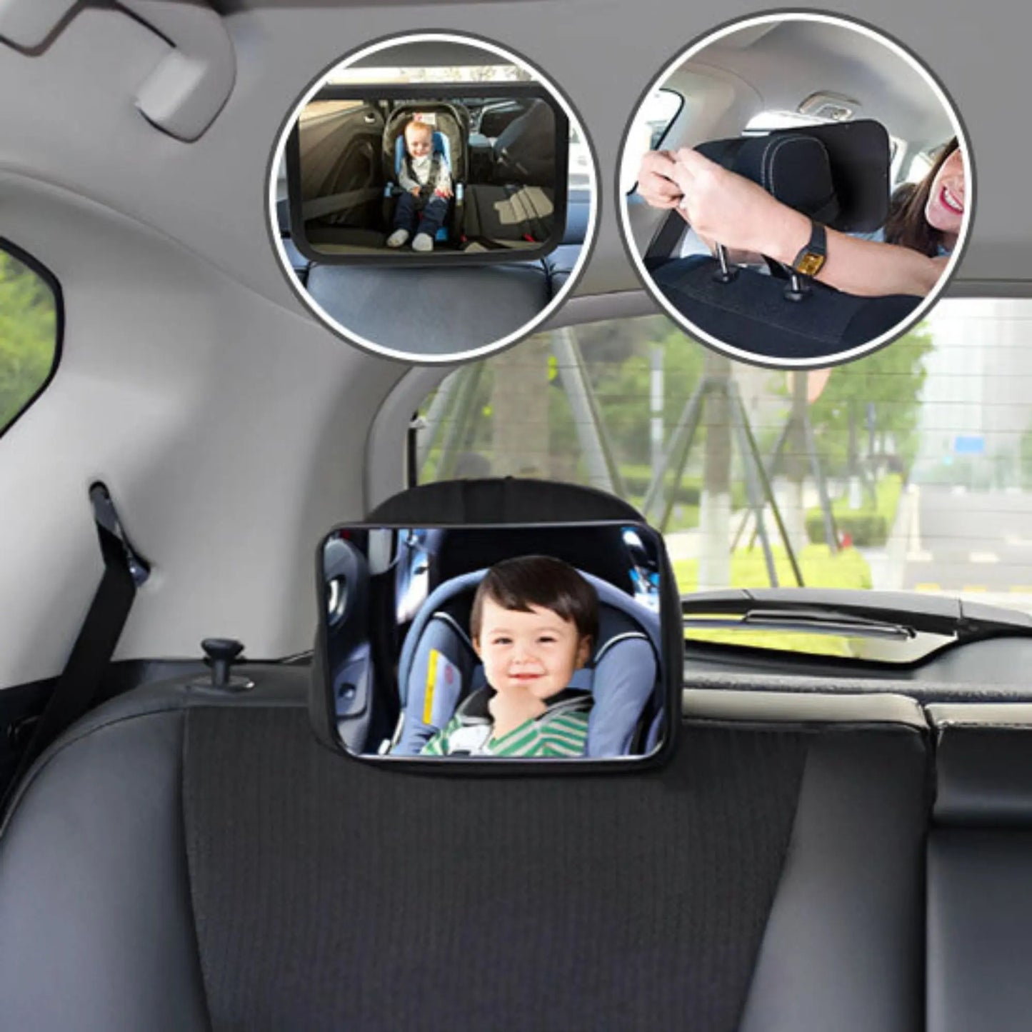 Miroir bébé voiture BabyLunea Sérénité – miroir voiture bébé dos à la route sécurisé, grand angle, anti-vibrations, fixation universelle et surveillance optimale en voiture