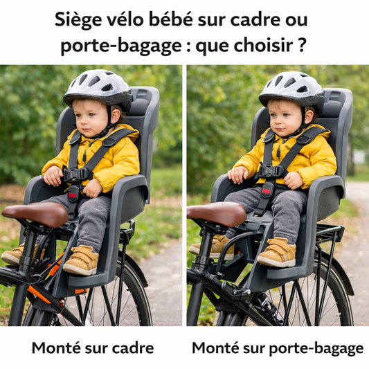 Siège vélo bébé sur cadre ou porte-bagage : que choisir ?