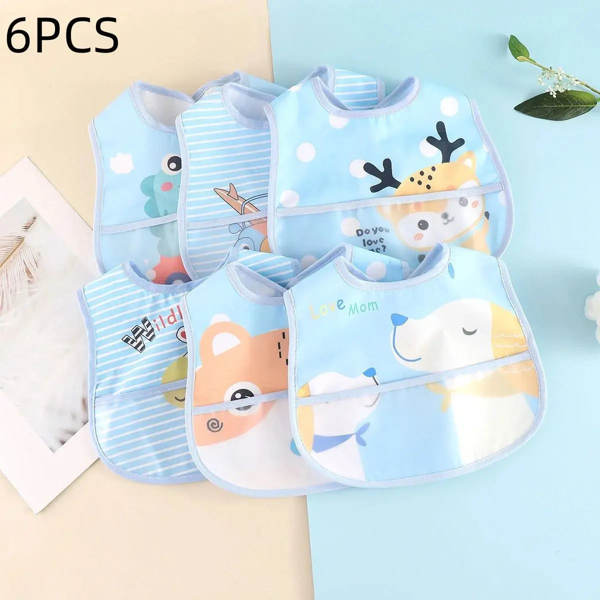 Bavoir pour bébé BabyLunea Manoa | Lot imperméable 6 pièces 