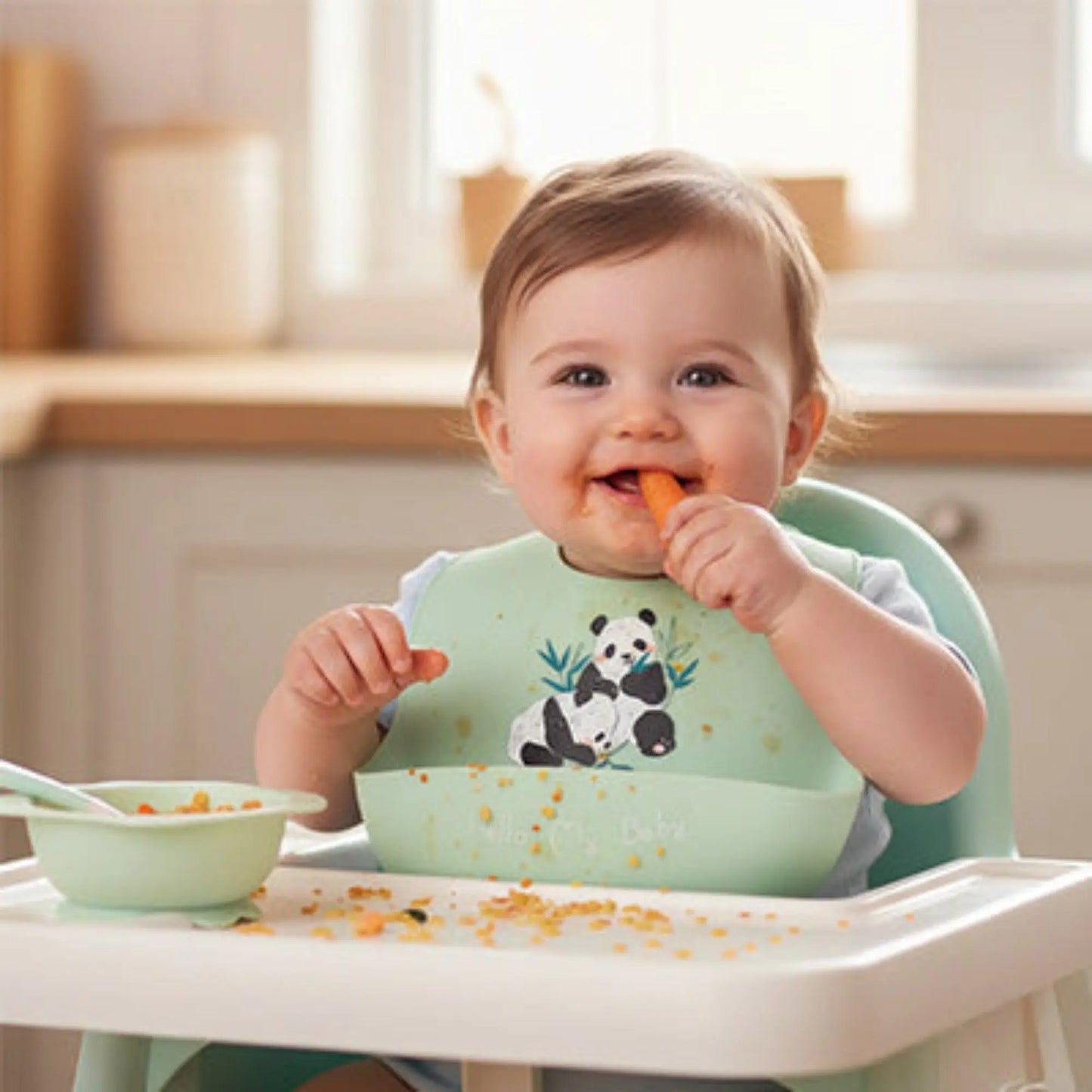 Bavoir silicone BabyLunea Livia – repas propres, poche récupératrice et entretien facile 