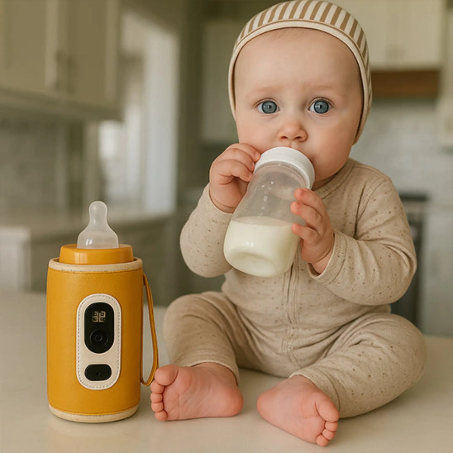 Chauffe-biberon nomade BabyLunea Nova | Rechargeable avec écran LCD et housse isotherme 