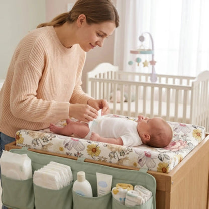 Housse matelas à langer BabyLunea Caresse – douce, lavable et florale 