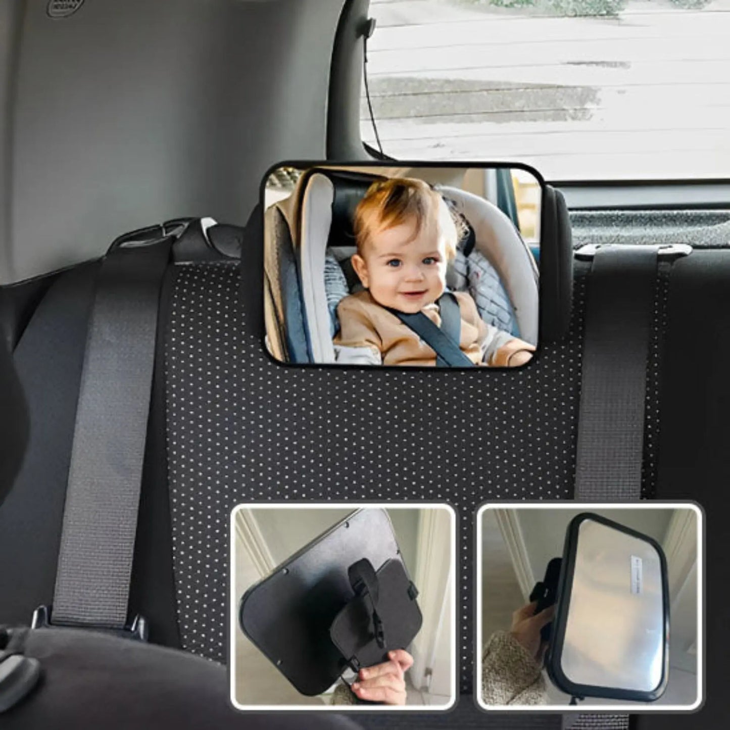 Miroir bébé voiture BabyLunea Sérénité – miroir voiture bébé dos à la route sécurisé, grand angle, anti-vibrations, fixation universelle et surveillance optimale en voiture 