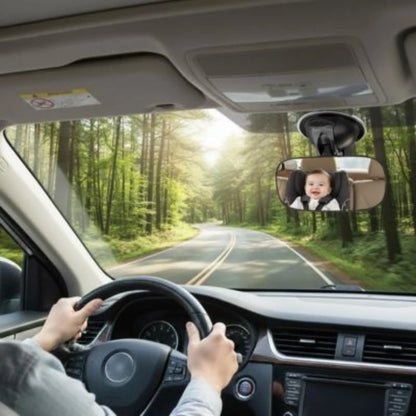 Miroir voiture bébé BabyLunea Horizon – miroir de surveillance bébé voiture grand angle, orientable, fixation ventouse, vision panoramique et sécurité renforcée pour siège auto dos à la route 