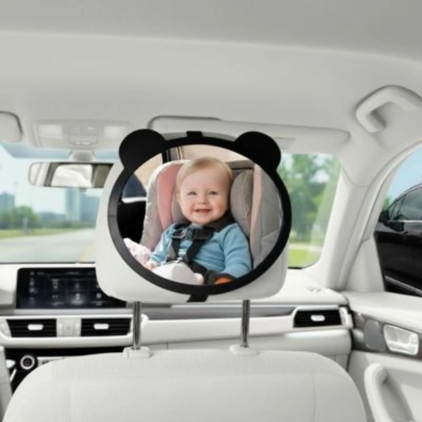 Miroir voiture bébé BabyLunea Liberté – grand miroir de surveillance pour bébé dos à la route, miroir siège auto bébé à angle large, incassable, orientable et facile à installer 
