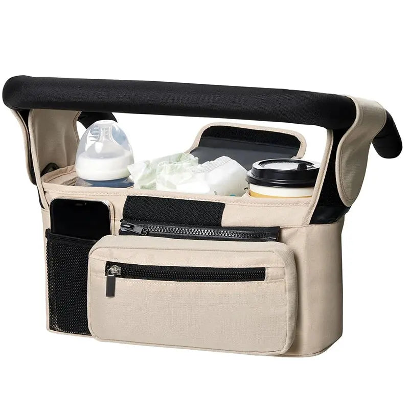 Organiseur poussette multifonction BabyLunea Nova avec porte-biberon isotherme et rangement pratique 