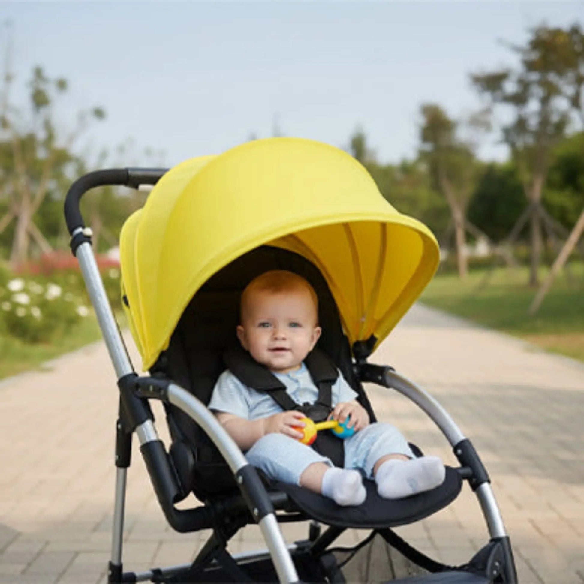 Pare soleil poussette universel BabyLunea Horizon – protection solaire maximale et confort bébé 