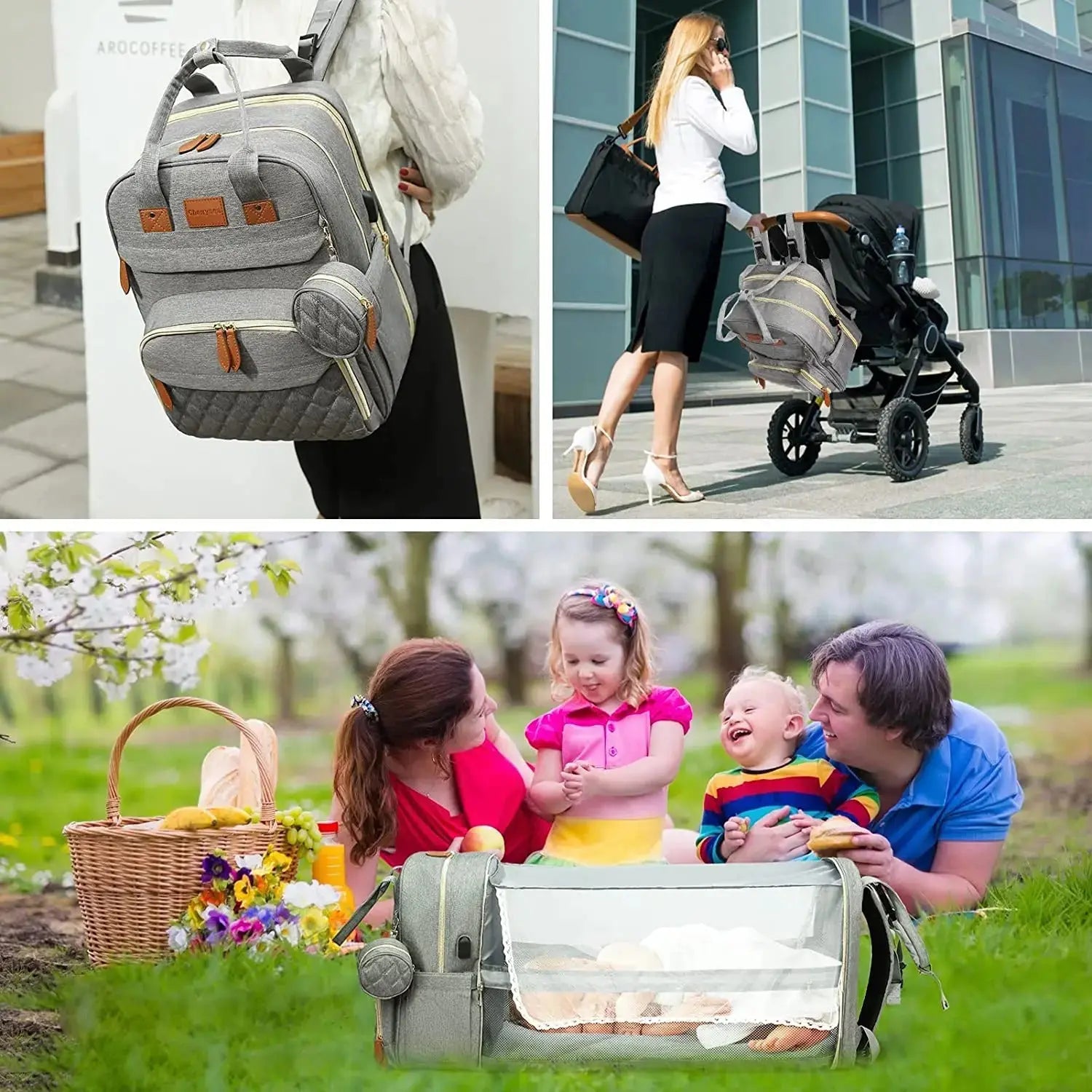 Sac à langer bébé multifonctionnel BabyLunea Fusion pliable 