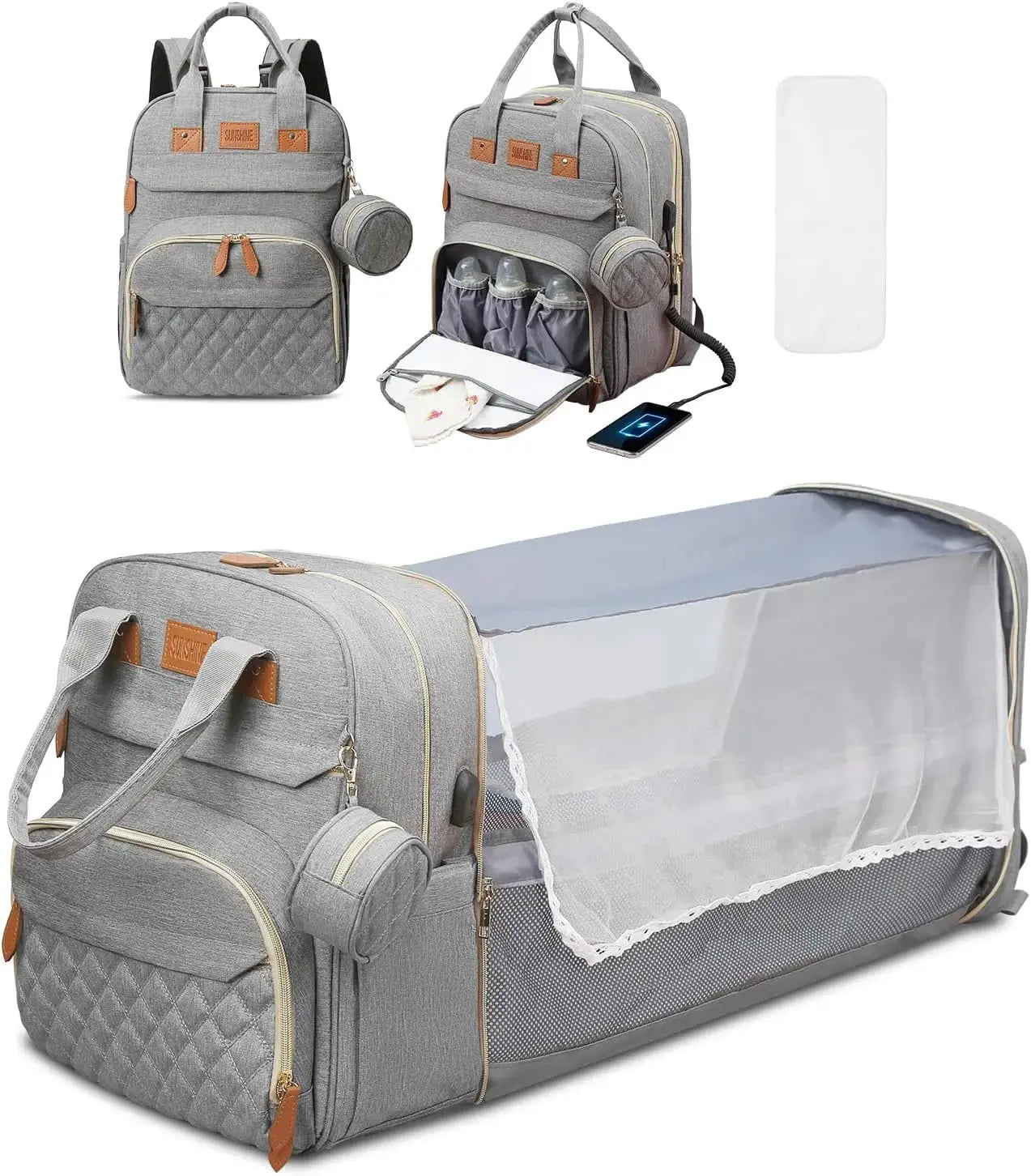 Sac à langer bébé multifonctionnel BabyLunea Fusion pliable 