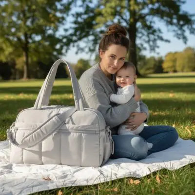 Sac à langer grande capacité BabyLunea Ivoire | Sac à langer pratique et élégant 