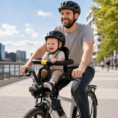 Siège vélo bébé avant BabyLunea ConfortRide – assise réglable et garde-corps enveloppant 
